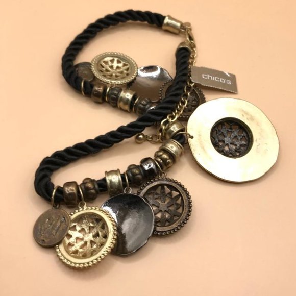 Chico's Black & Antique Gold-Tone Dangles Necklace - Picture 5 of 8